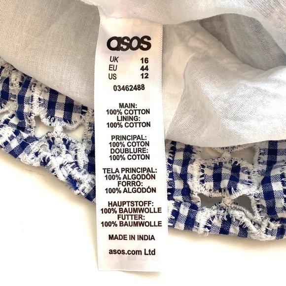 Asos Fit & Flare Summer Eyelet Dress with Gingham Circle Embroidery - Picture 9 of 10